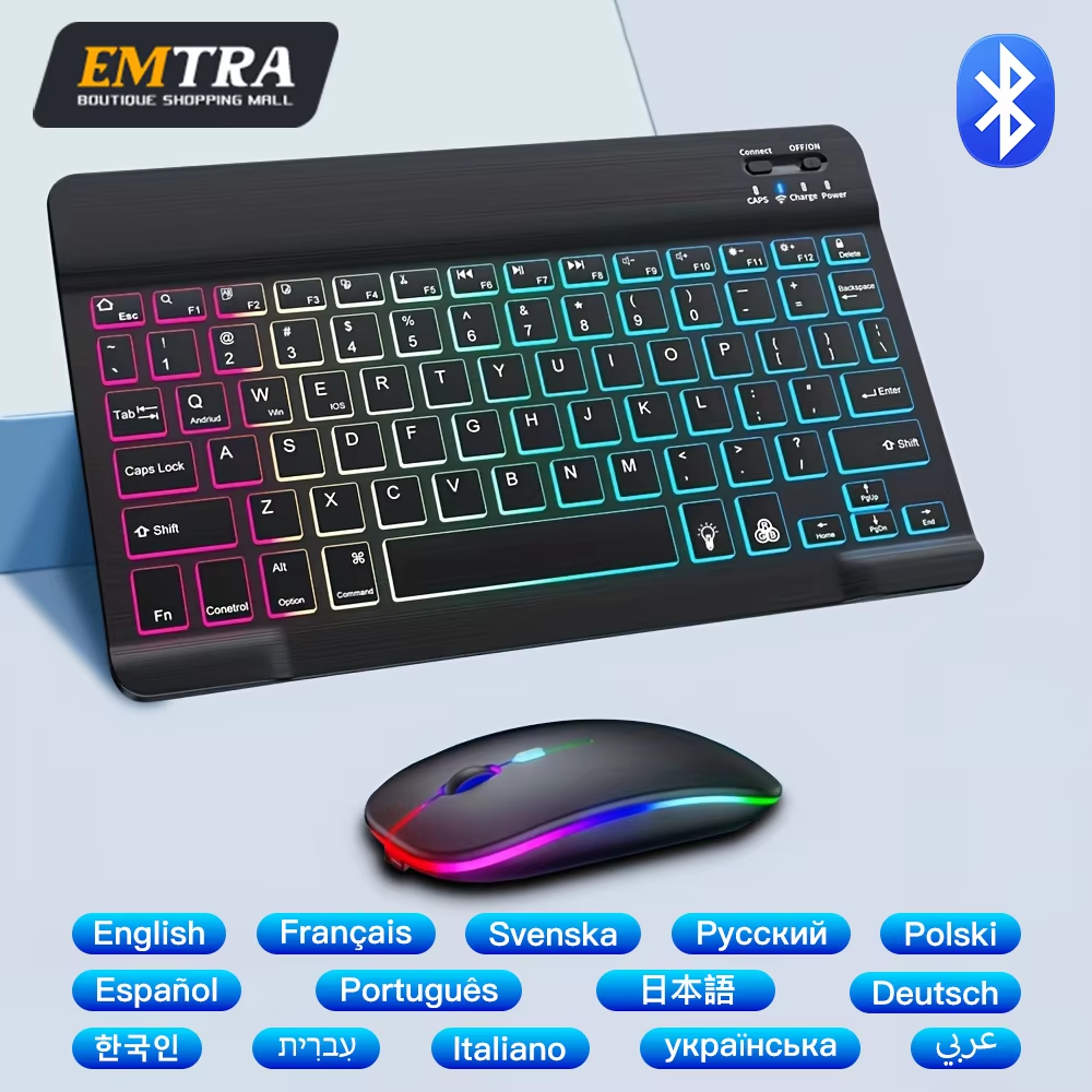 Tablet Accessories For Gaming - Backlit Backlight Wireless Keyboard and Mouse