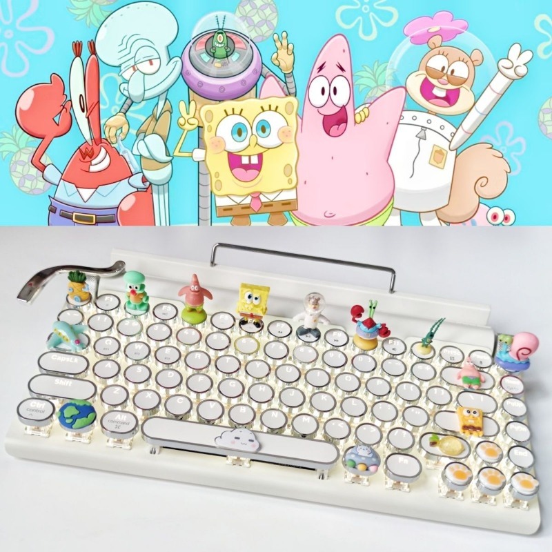Tablet Accessories Kids - Retro SpongeBo Mechanical Keyboard Blue Switch