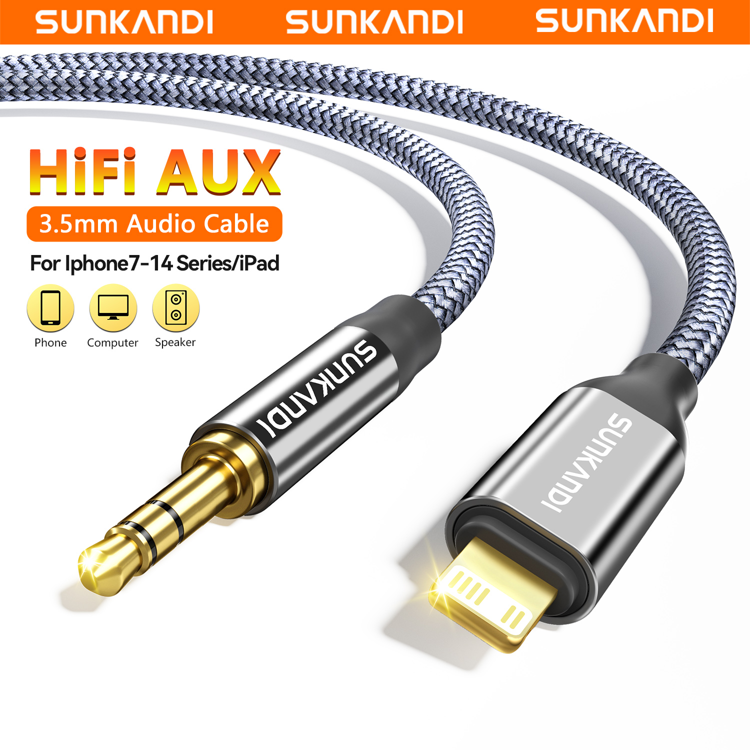 SUNKANDI AUX audio Cord,Lightn - Wired Earphone Lightning recension och pris