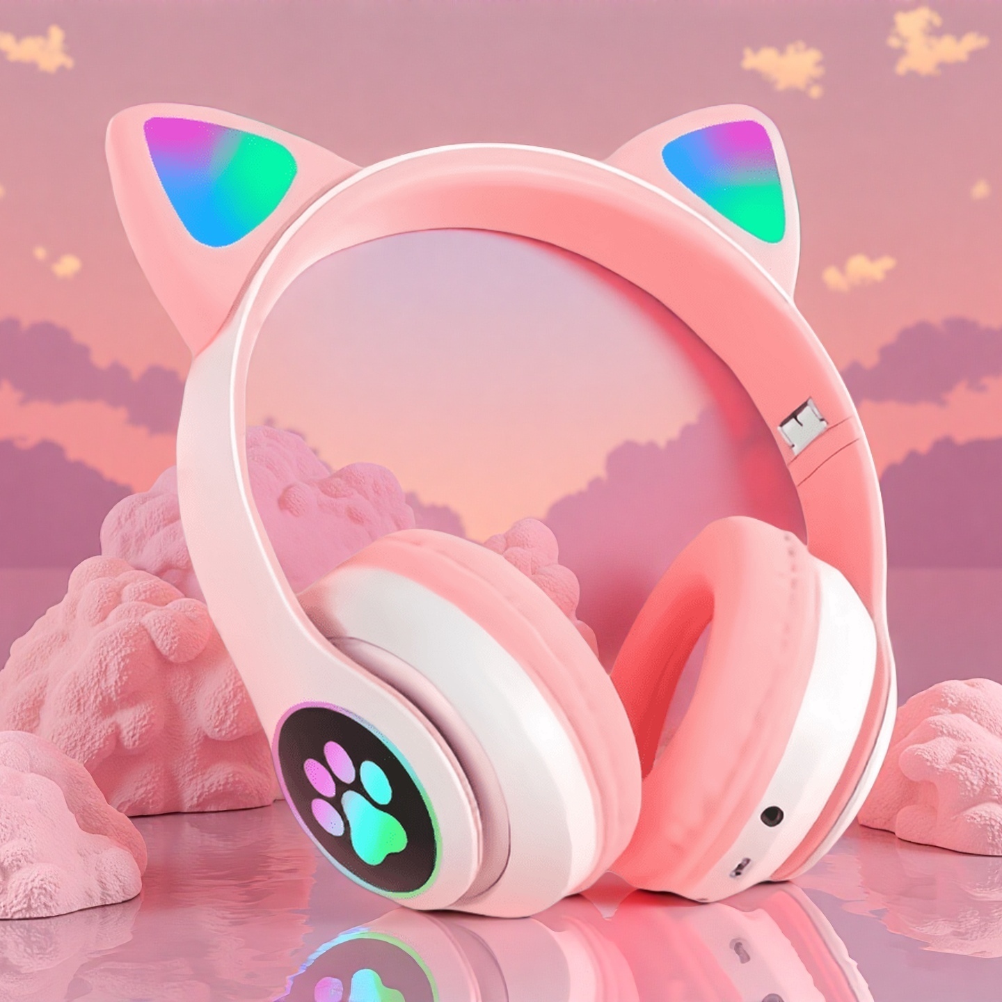 New Flash Light Cute Cat Ears  - Wired Earphone Lightning recension och pris