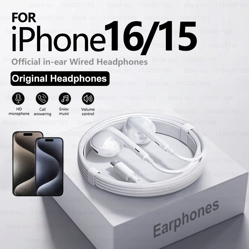Wired Headphones For iPhone 16 - Wired Earphone Lightning recension och pris